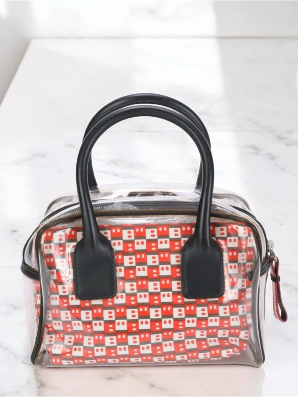 Vintage BALLY Clear PVC & Leather B-Logo Satchel Handbag Y2K - Picture 5 of 9